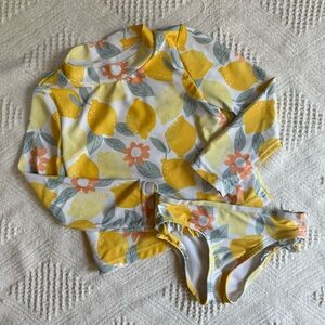 Carter's Lemon Print Rashguard Toddler Girl Swim Set 4T